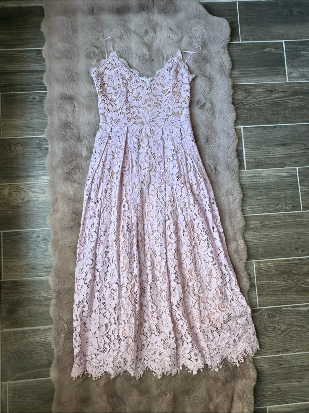 H&M light purple lace midi dress, size 4